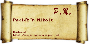 Paxián Mikolt névjegykártya